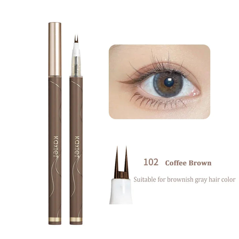 Natural Double Forked Tip Lower Eyelash Pen Makeup Ultra-Thin Liquid Quick Drying Eyelash Brow Eyeliner Pencil Makeup Tools