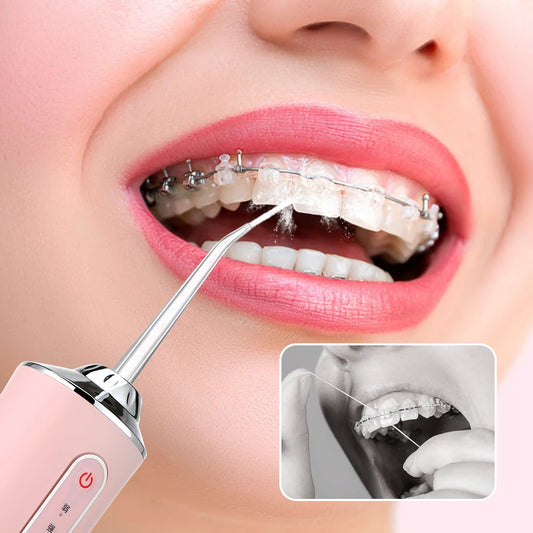 Oral Irrigator Portable Dental Water Flosser USB Rechargeable Water Jet Floss Tooth Pick 4 Jet Tip 220Ml 3 Modes IPX7 1400Rpm