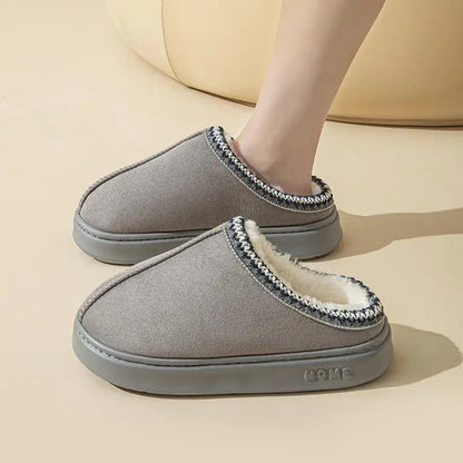 Platform Fluffy Slippers Women House Flats Fashion Plush Winter Designer Shoes Ladies Home Elegant Casual Footwear Large Size