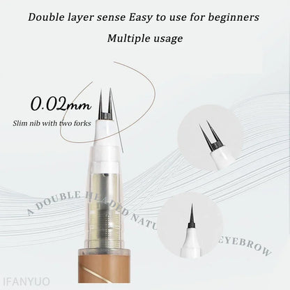 Natural Double Forked Tip Lower Eyelash Pen Makeup Ultra-Thin Liquid Quick Drying Eyelash Brow Eyeliner Pencil Makeup Tools