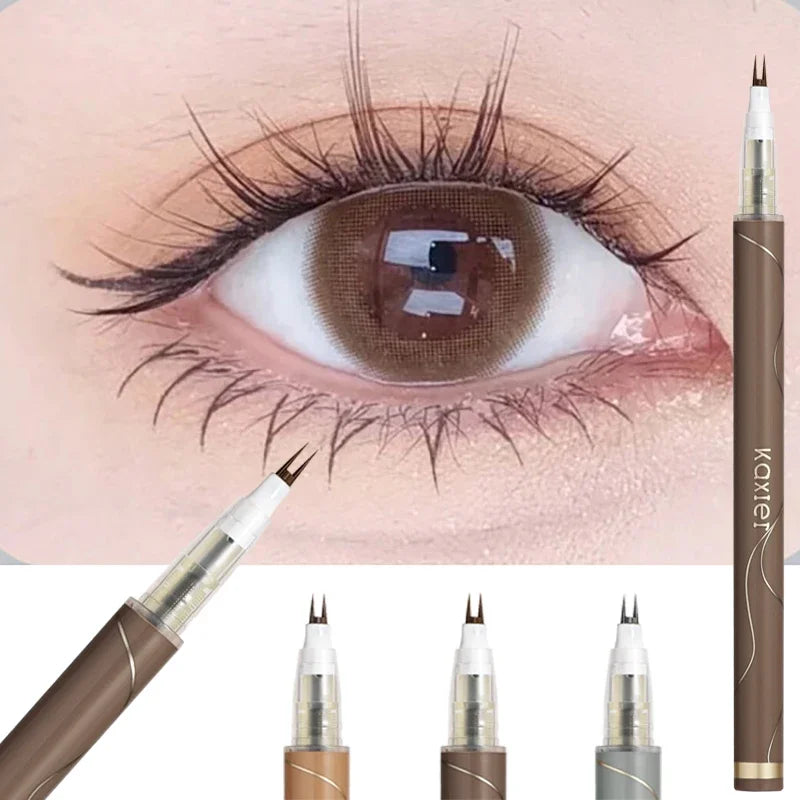 Natural Double Forked Tip Lower Eyelash Pen Makeup Ultra-Thin Liquid Quick Drying Eyelash Brow Eyeliner Pencil Makeup Tools