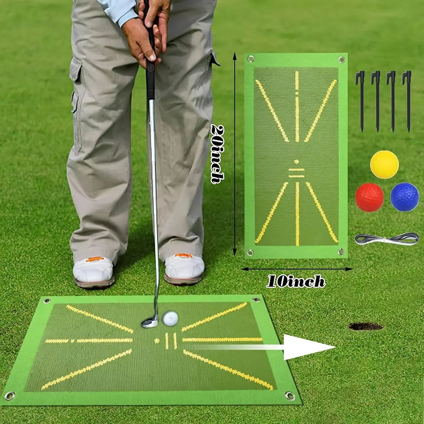 Golf Training Mat for Swing Detection Batting Trajectory Direction Detection Analysis Pad Swing Path Practice Marking Pad