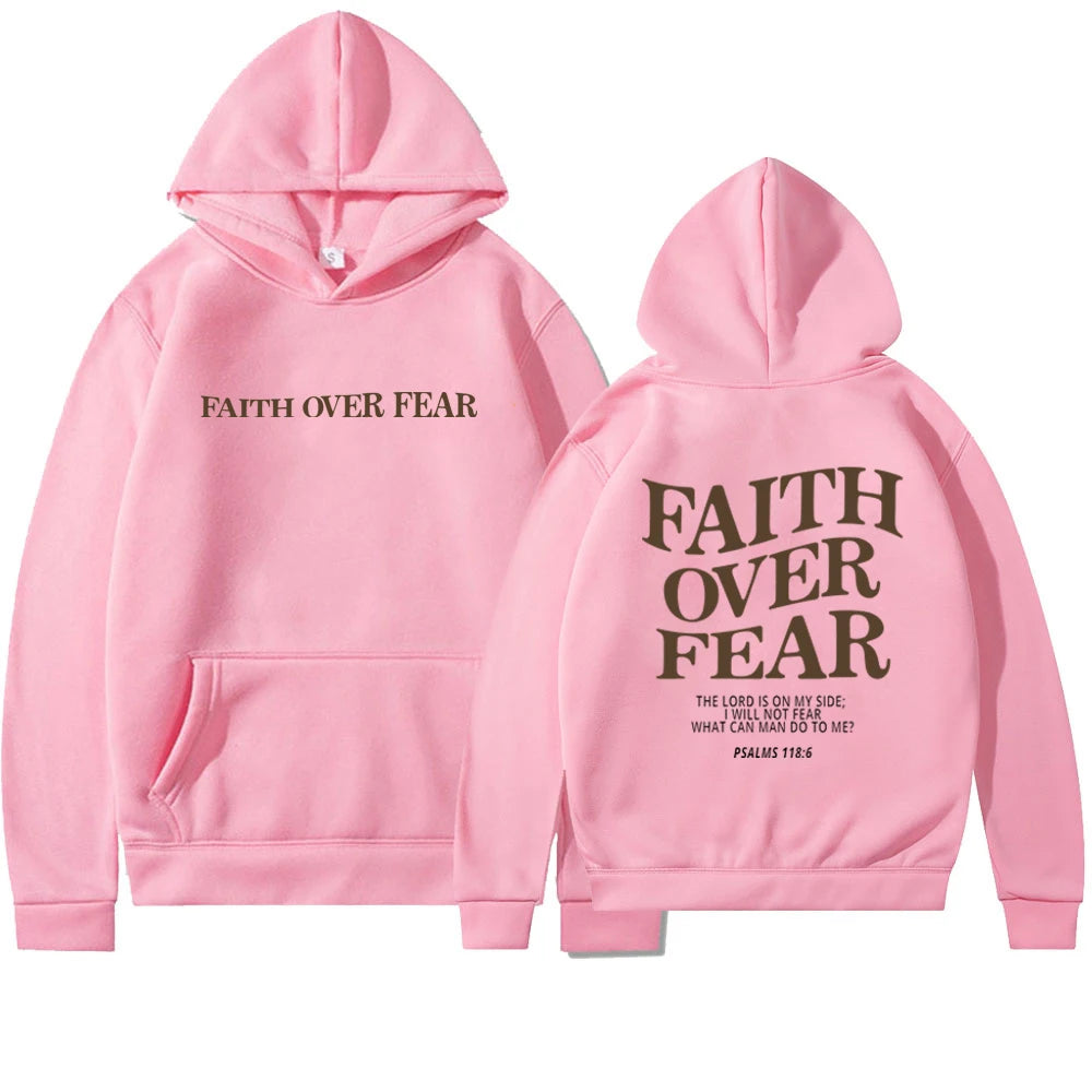 Faith over Fear Christian Hoodie Christian Sweatshirt Jesus Hoodie Trendy Hoodie Bible Verse Shirt Unisex Aesthetic Clothes