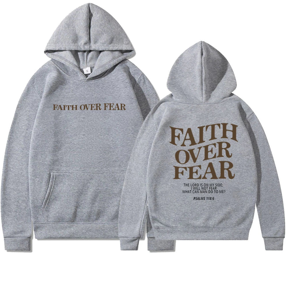 Faith over Fear Christian Hoodie Christian Sweatshirt Jesus Hoodie Trendy Hoodie Bible Verse Shirt Unisex Aesthetic Clothes