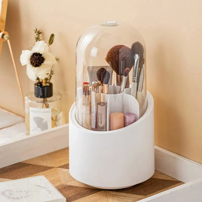 Rotating Makeup Brush Storage Box Portable Multifunction Dust Proof Desktop Organizer Lipstick Shadow Cosmetic Holder