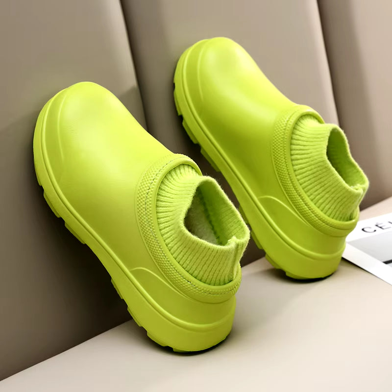 Winter Simple Casual Cotton Shoes Plush Shoes Men and Women Outdoor Eva Waterproof Warm without Lacing Couple Shoes Female Shoes