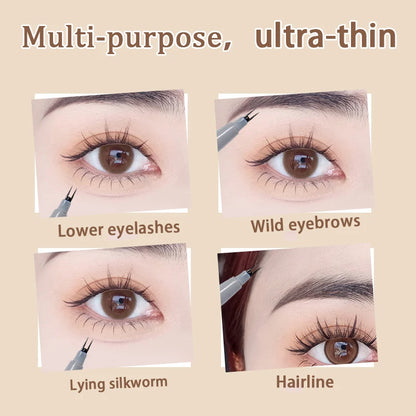 Natural Double Forked Tip Lower Eyelash Pen Makeup Ultra-Thin Liquid Quick Drying Eyelash Brow Eyeliner Pencil Makeup Tools